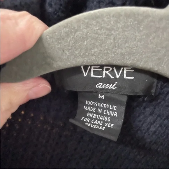 Verve Ami size medium super soft navy cardigan waterfall front - Picture 3 of 4